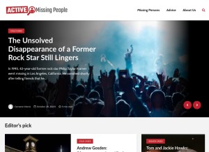 How activemissingpeople.com looks like on a tablet such as an iPad.