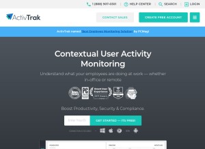 How activtrak.com looks like on a tablet such as an iPad.