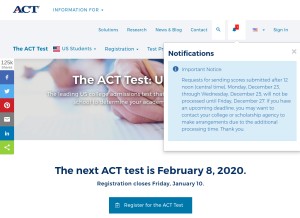How actstudent.org looks like on a tablet such as an iPad.