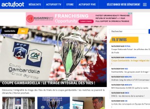 How actufoot.com looks like on a tablet such as an iPad.