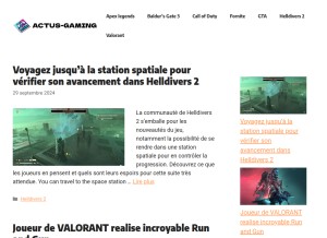 How actus-gaming.com looks like on a tablet such as an iPad.