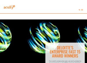 How acuityads.com looks like on a tablet such as an iPad.