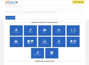 How ad2max.in looks like on a tablet such as an iPad.