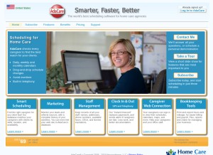 How adacare.com looks like on a tablet such as an iPad.
