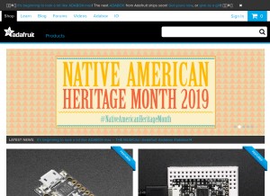 How adafruit.com looks like on a tablet such as an iPad.