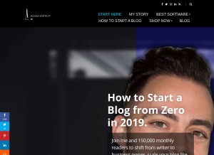 How adamenfroy.com looks like on a tablet such as an iPad.