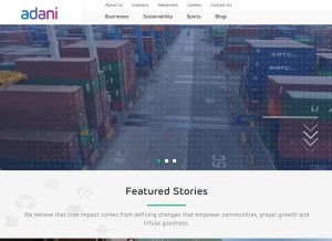 How adani.com looks like on a tablet such as an iPad.