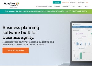 How adaptiveinsights.com looks like on a tablet such as an iPad.