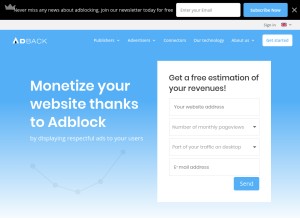 How adback.co looks like on a tablet such as an iPad.