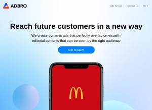 How adbro.me looks like on a tablet such as an iPad.