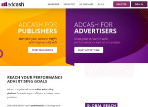 How adcash.com looks like on a tablet such as an iPad.