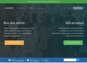 How adclerks.com looks like on a tablet such as an iPad.