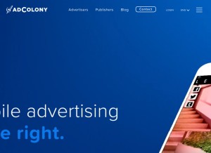 How adcolony.com looks like on a tablet such as an iPad.