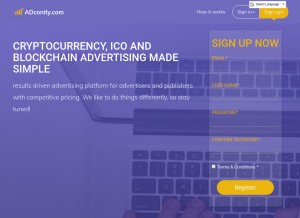 How adconity.com looks like on a tablet such as an iPad.
