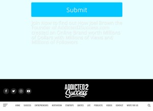 How addicted2success.com looks like on a tablet such as an iPad.