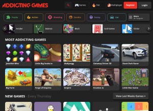 How addictinggames.com looks like on a tablet such as an iPad.