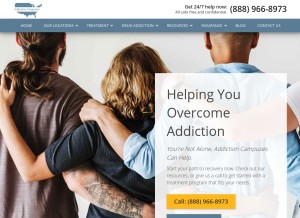 How addictioncampuses.com looks like on a tablet such as an iPad.