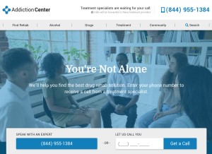 How addictioncenter.com looks like on a tablet such as an iPad.