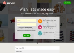 How addwish.com looks like on a tablet such as an iPad.