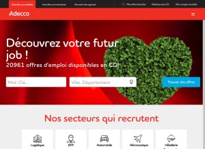 How adecco.fr looks like on a tablet such as an iPad.