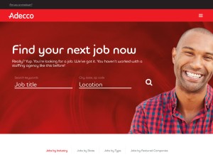 How adeccousa.com looks like on a tablet such as an iPad.
