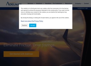 How adelmantravel.com looks like on a tablet such as an iPad.