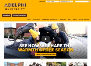 How adelphi.edu looks like on a tablet such as an iPad.