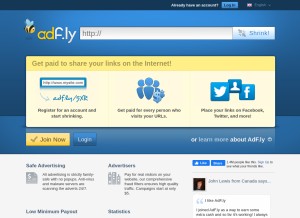How adf.ly looks like on a tablet such as an iPad.