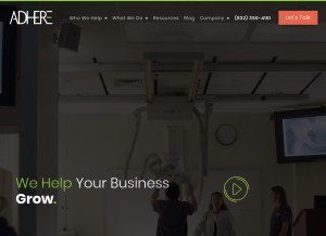 How adherecreative.com looks like on a tablet such as an iPad.