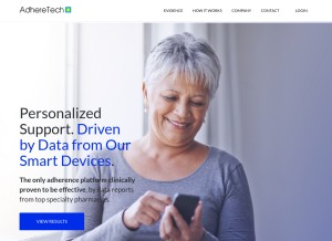 How adheretech.com looks like on a tablet such as an iPad.