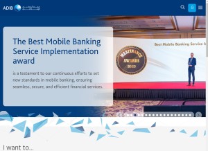 How adib.com looks like on a tablet such as an iPad.