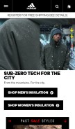 How adidasoutdoor.com looks like on a mobile device such as an iPhone.