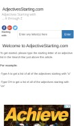 How adjectivesstarting.com looks like on a mobile device such as an iPhone.