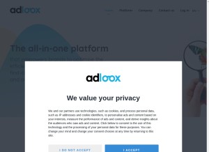 How adloox.com looks like on a tablet such as an iPad.
