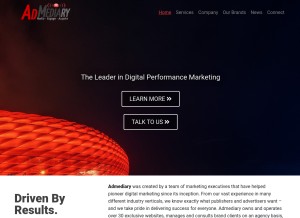 How admediary.com looks like on a tablet such as an iPad.