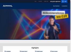 How admiral.at looks like on a tablet such as an iPad.