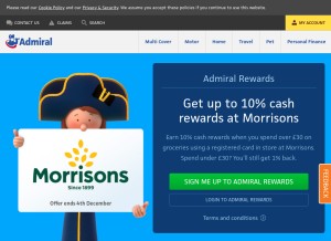 How admiral.com looks like on a tablet such as an iPad.