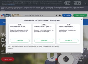 How admiralmarkets.com looks like on a tablet such as an iPad.