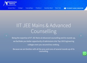 How admissionadvice.in looks like on a tablet such as an iPad.