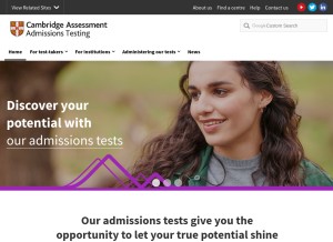 How admissionstesting.org looks like on a tablet such as an iPad.