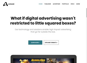 How adnami.io looks like on a tablet such as an iPad.