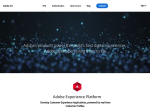 How adobe.io looks like on a tablet such as an iPad.