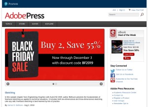 How adobepress.com looks like on a tablet such as an iPad.