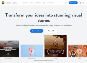 How adobespark.com looks like on a tablet such as an iPad.