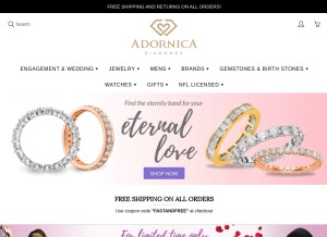 How adornicadiamonds.com looks like on a tablet such as an iPad.