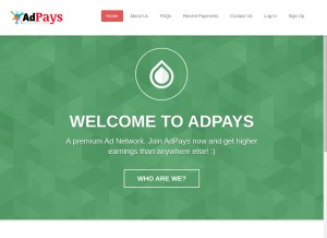 How adpays.net looks like on a tablet such as an iPad.