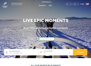 How adrenaline-hunter.com looks like on a tablet such as an iPad.