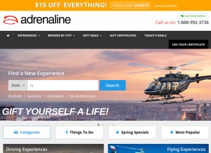 How adrenaline.com looks like on a tablet such as an iPad.