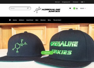 How adrenalinejunkies.shop looks like on a tablet such as an iPad.