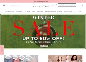 How adriannapapell.com looks like on a tablet such as an iPad.